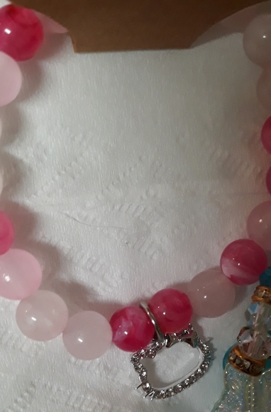 Hello Kitty Bracelet Pink beads Handmade Sanrio charm.NEW - Picture 2 of 15